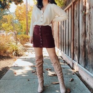 Knee high slouchy boot with wooden heel